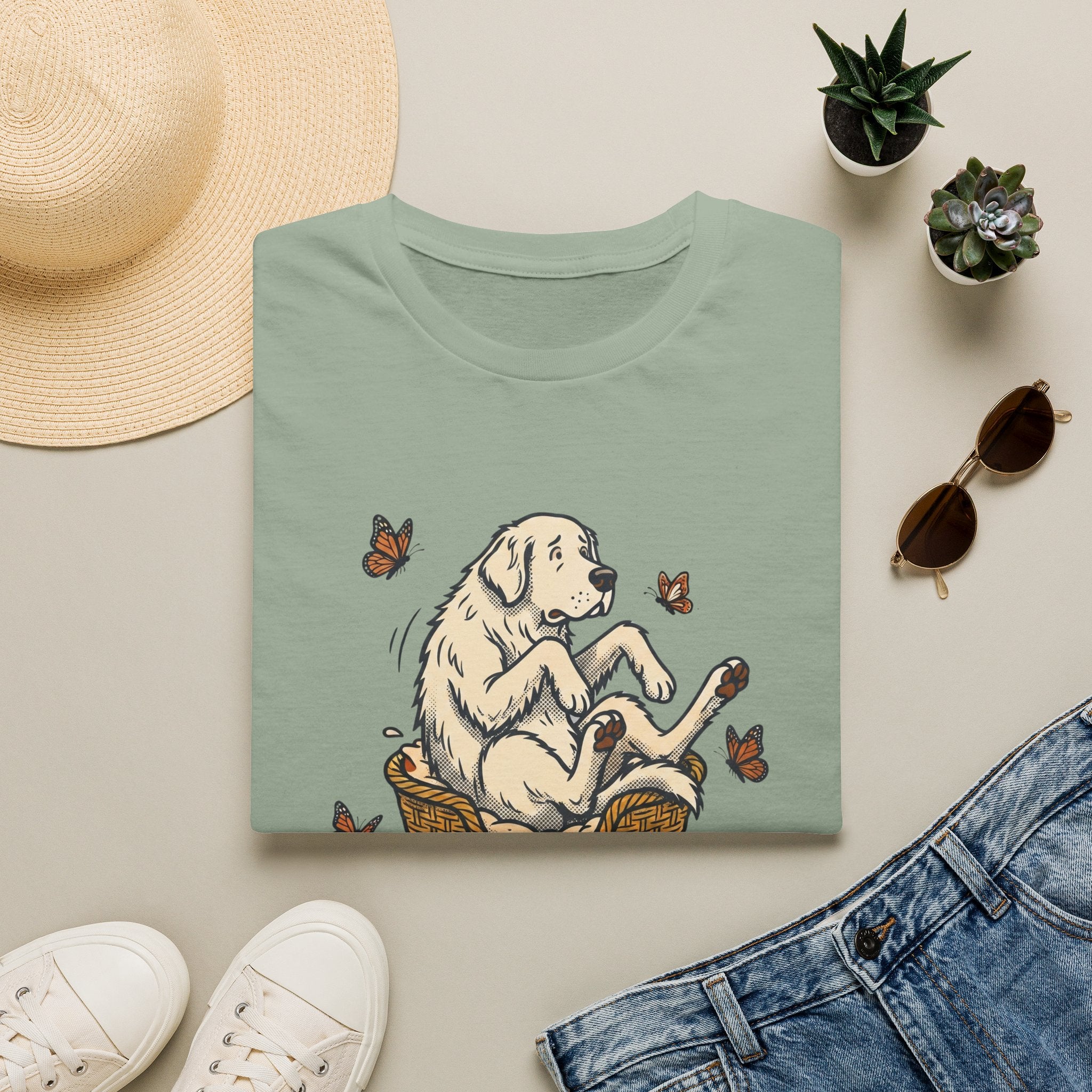 Great Pyrenees in a Basket T-Shirt