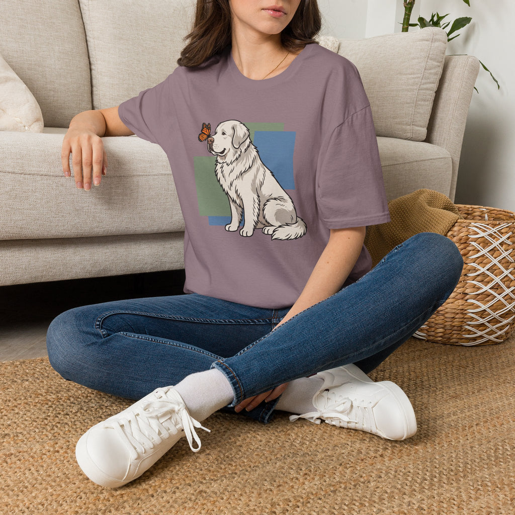 Butterfly on Great Pyrenees Nose T-Shirt