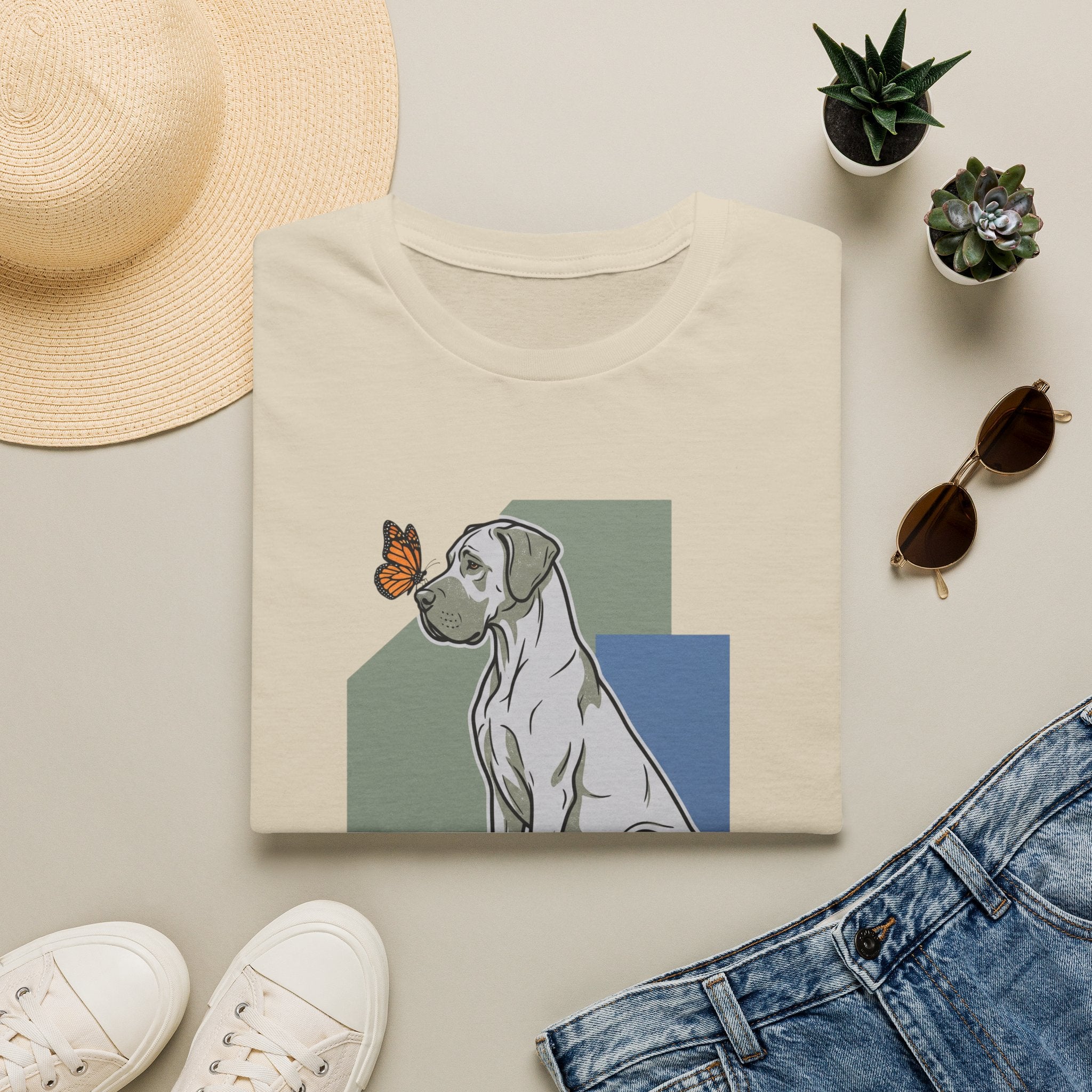 Butterfly on Great Dane Nose T-Shirt