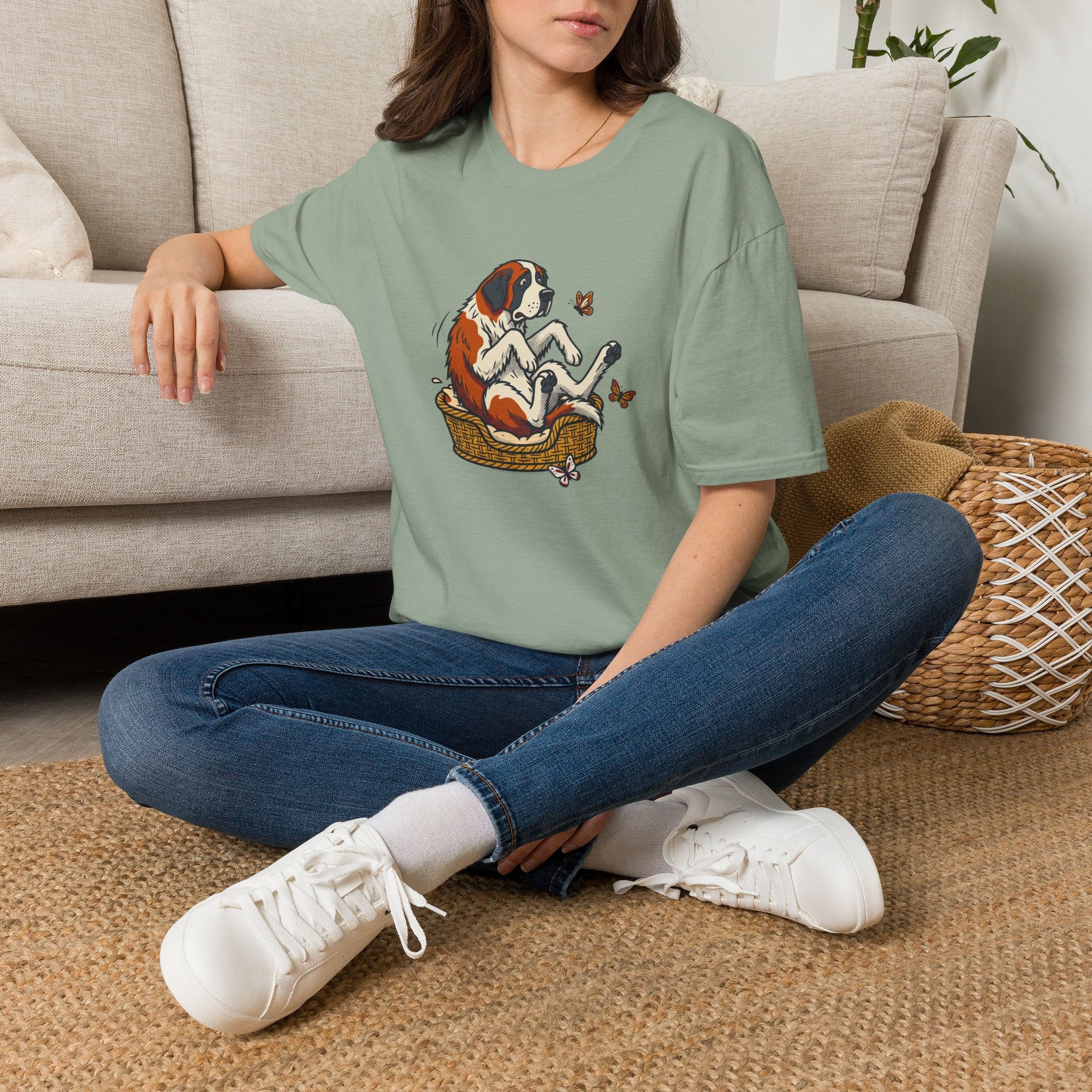 St. Bernard in a Basket T-Shirt