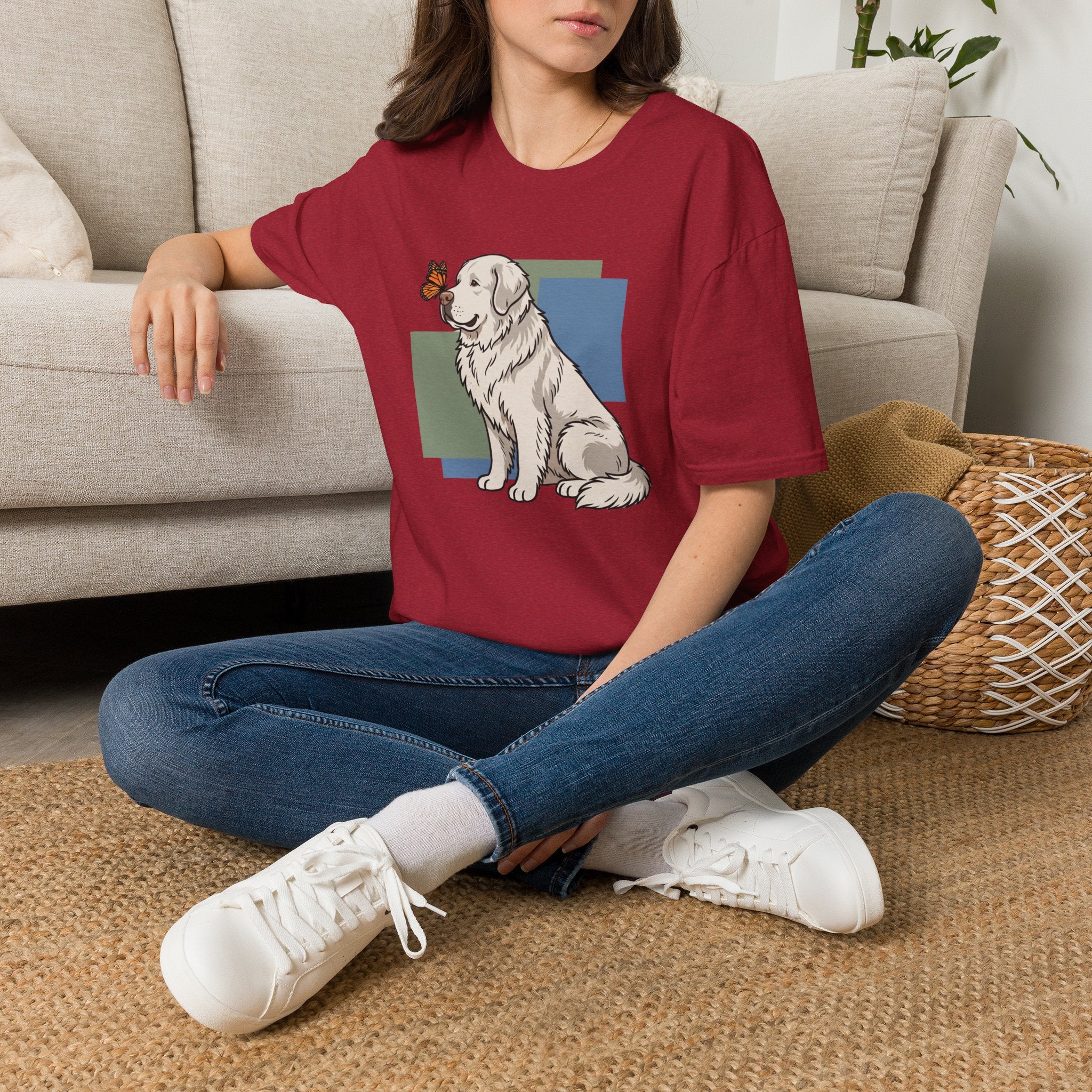 Butterfly on Great Pyrenees Nose T-Shirt