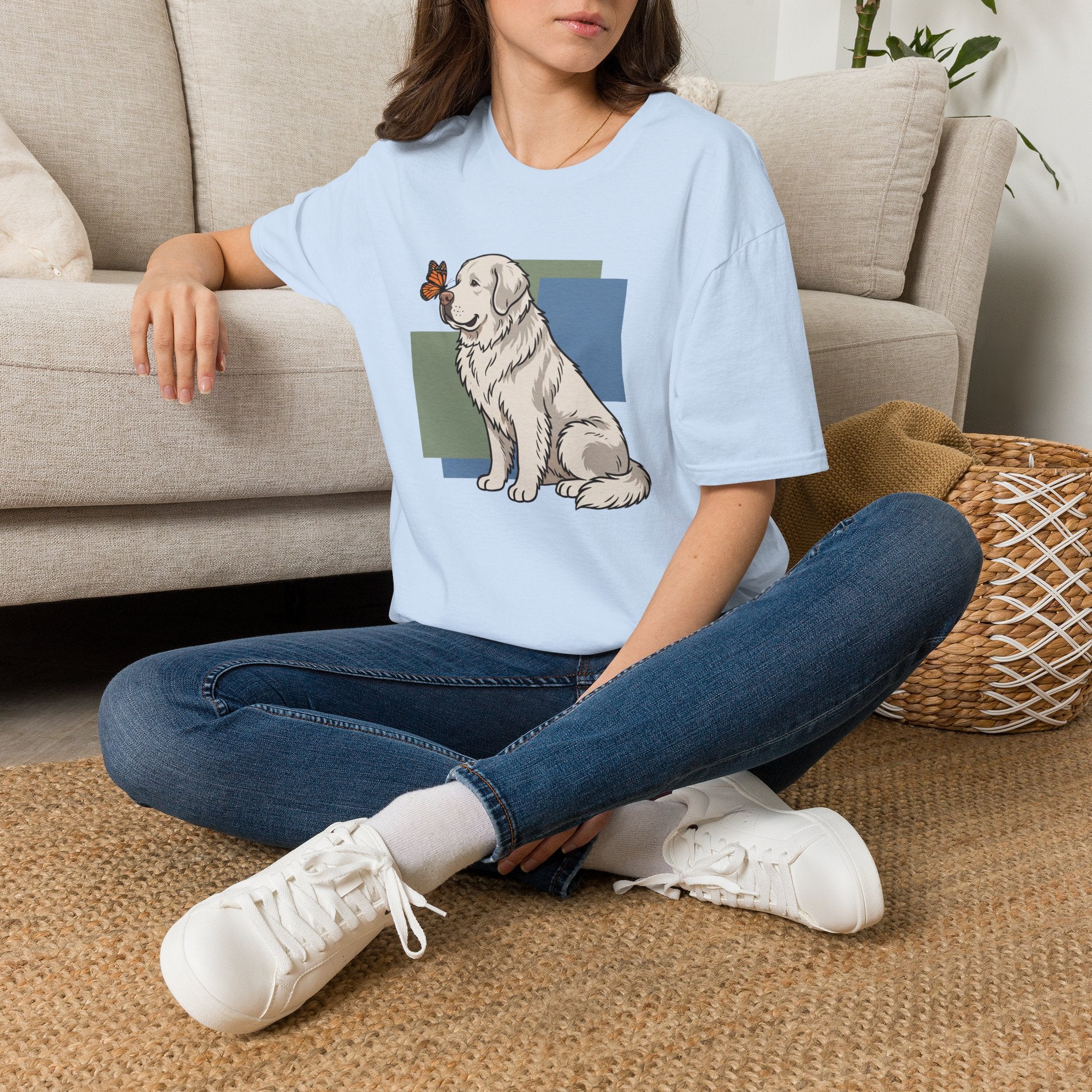 Butterfly on Great Pyrenees Nose T-Shirt