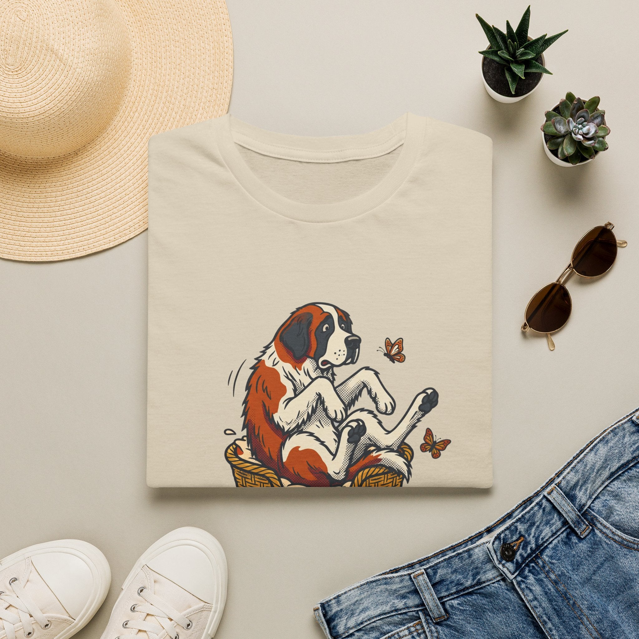 St. Bernard in a Basket T-Shirt