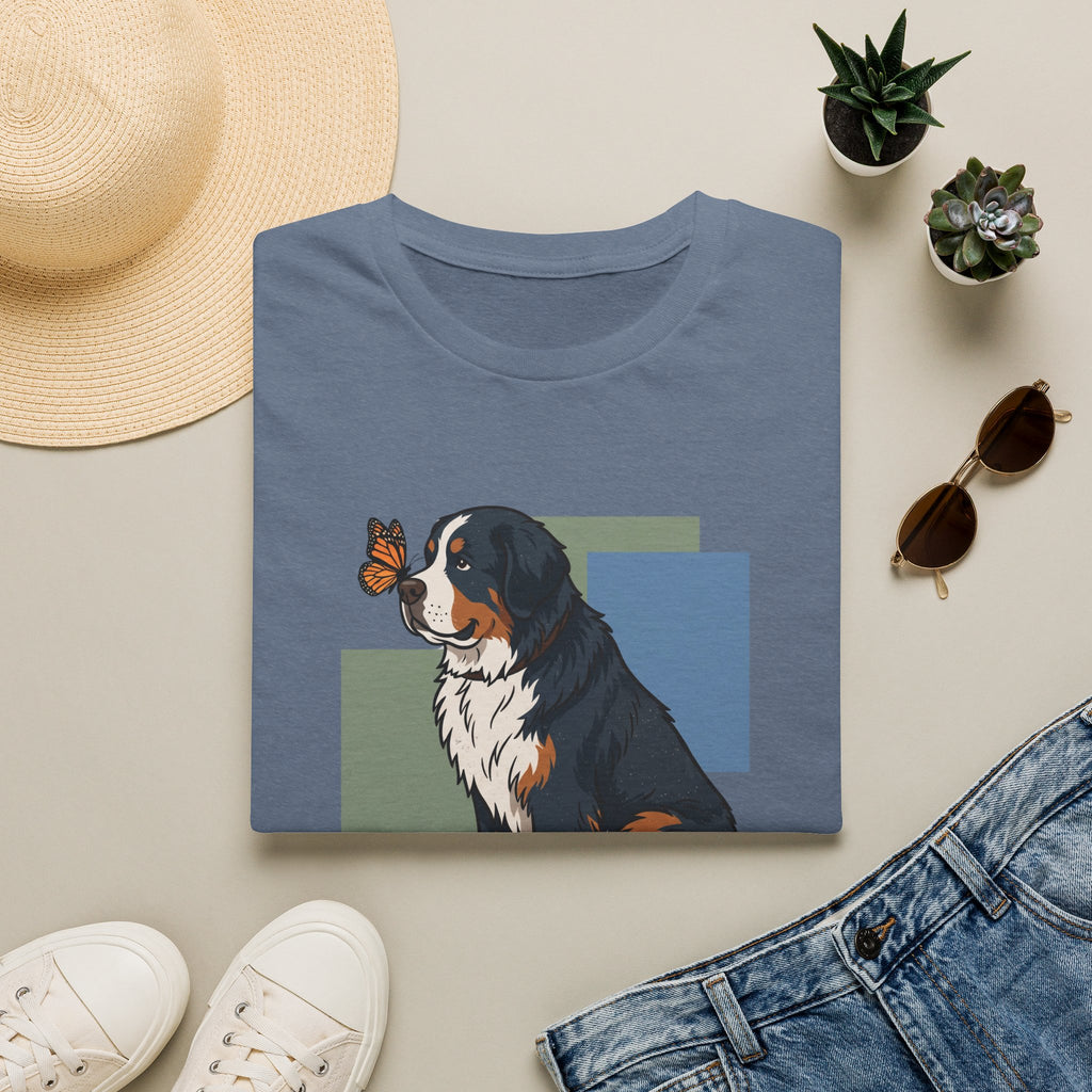 Butterfly on Bernese Mtn Dog Nose T-Shirt