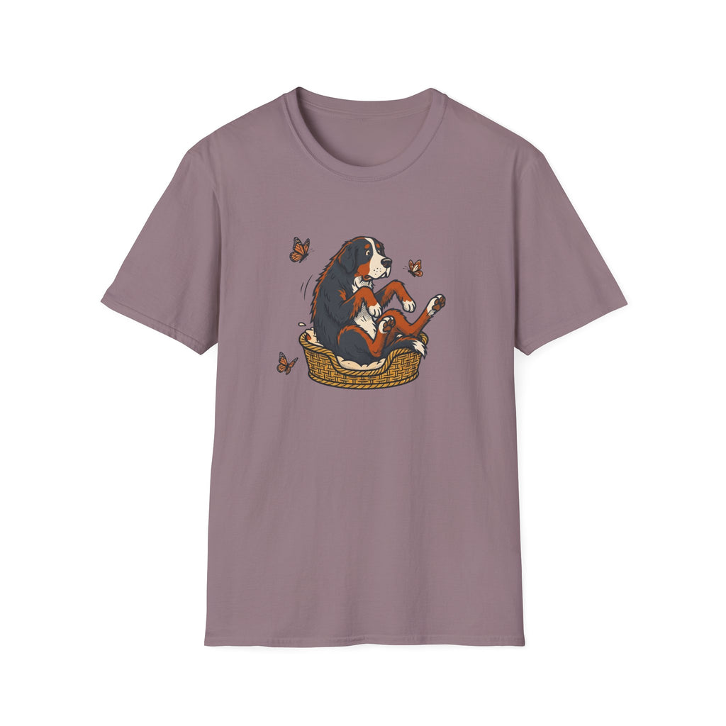 Bernese Mtn Dog in a Basket T-Shirt