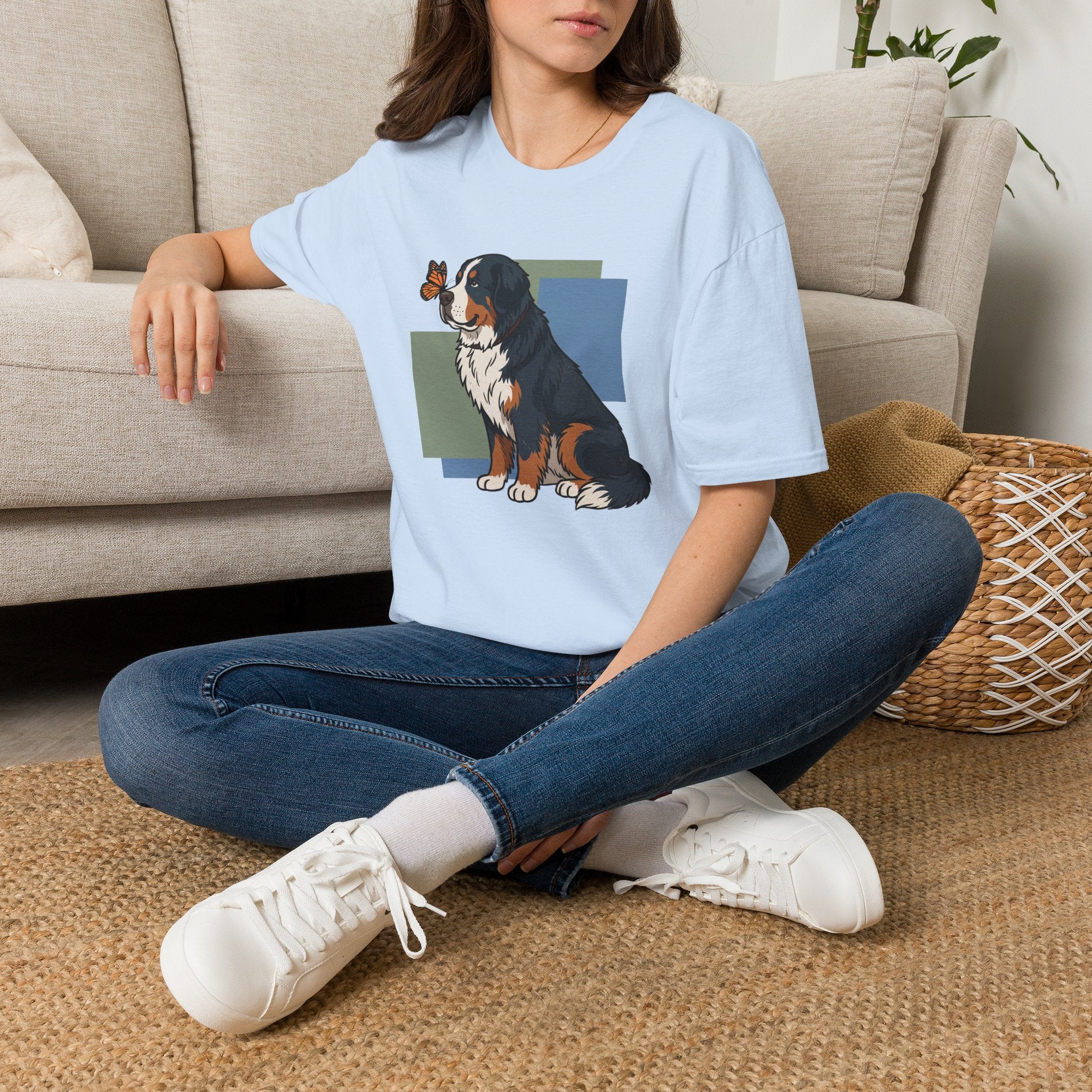 Butterfly on Bernese Mtn Dog Nose T-Shirt