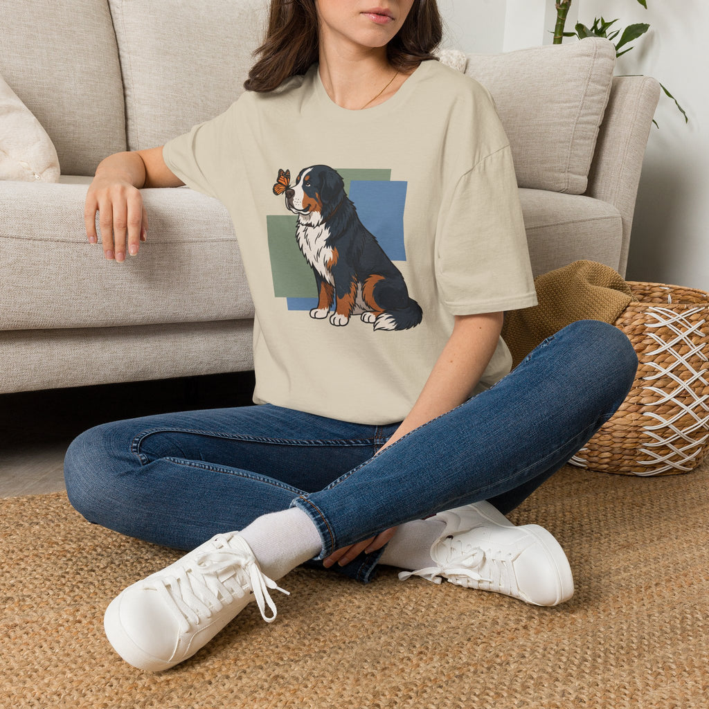 Butterfly on Bernese Mtn Dog Nose T-Shirt