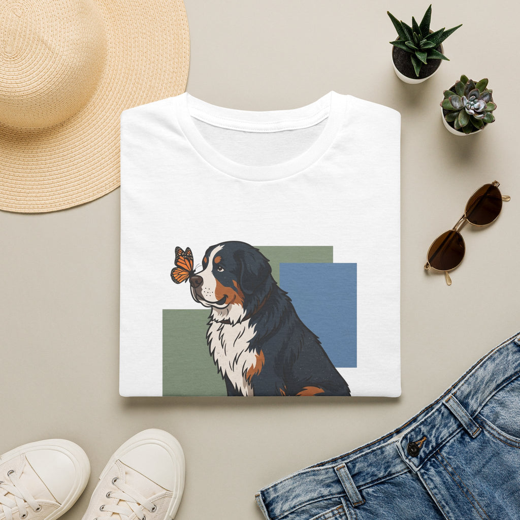 Butterfly on Bernese Mtn Dog Nose T-Shirt