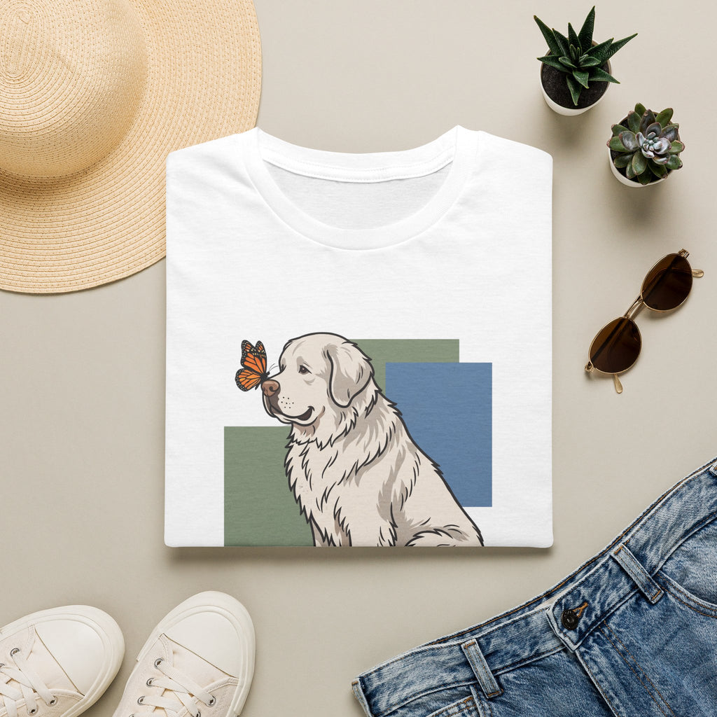 Butterfly on Great Pyrenees Nose T-Shirt