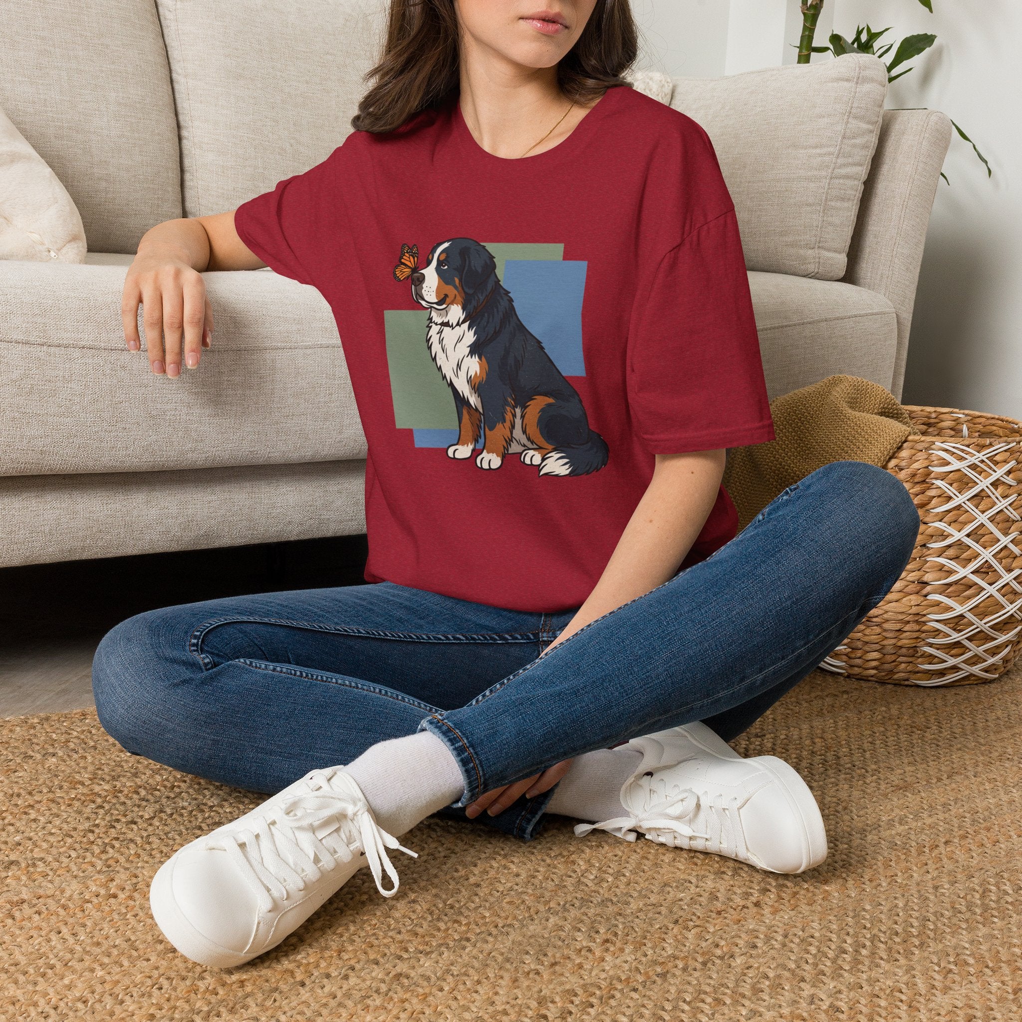 Butterfly on Bernese Mtn Dog Nose T-Shirt