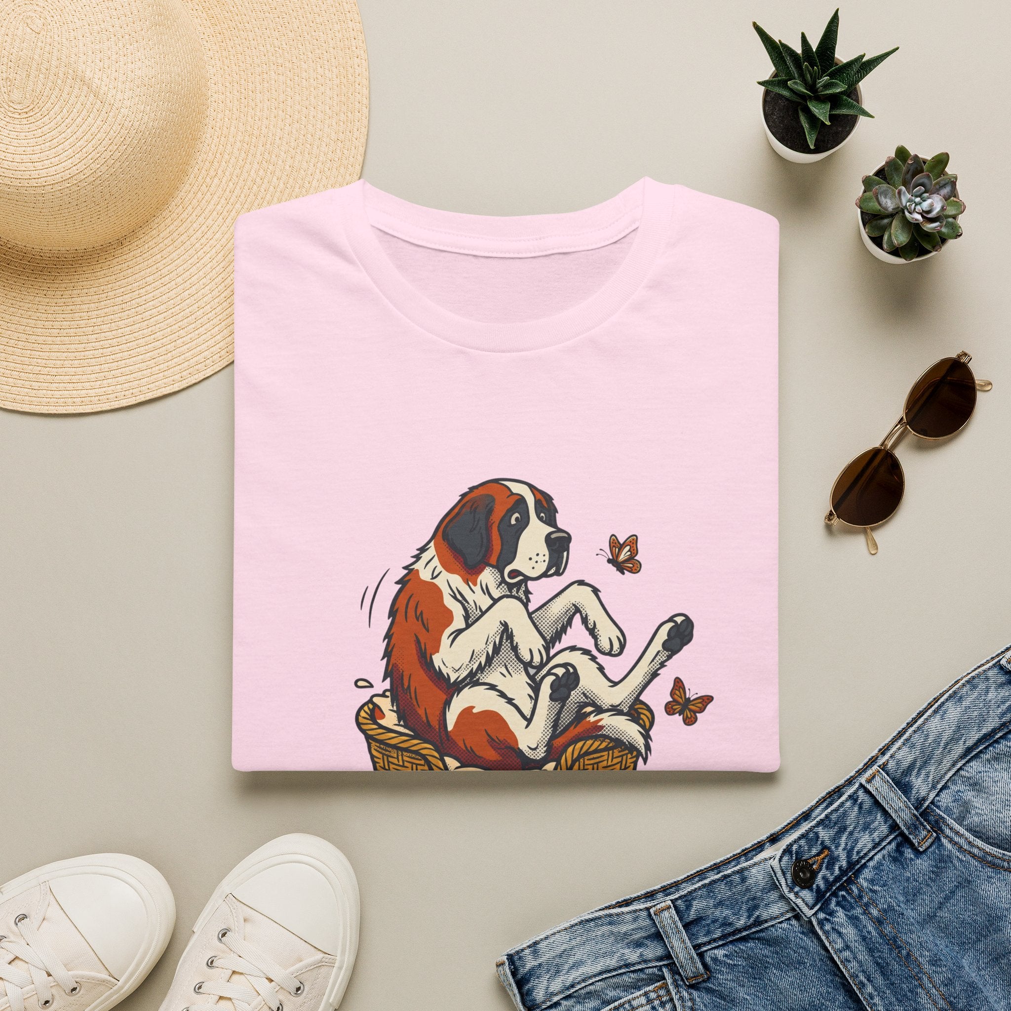 St. Bernard in a Basket T-Shirt
