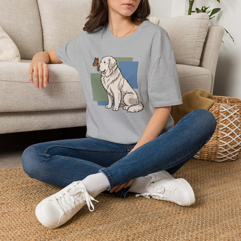 Butterfly on Great Pyrenees Nose T-Shirt
