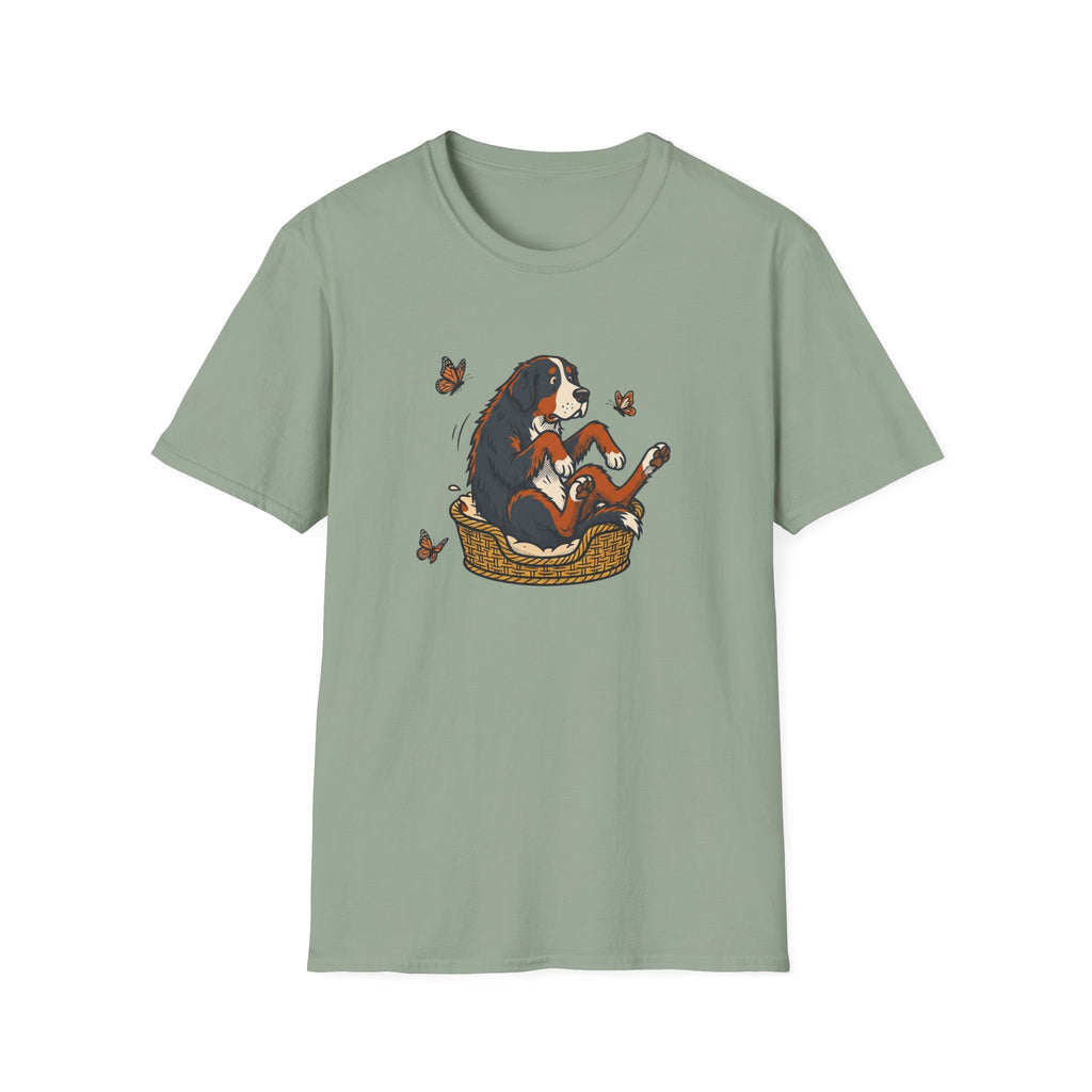 Bernese Mtn Dog in a Basket T-Shirt