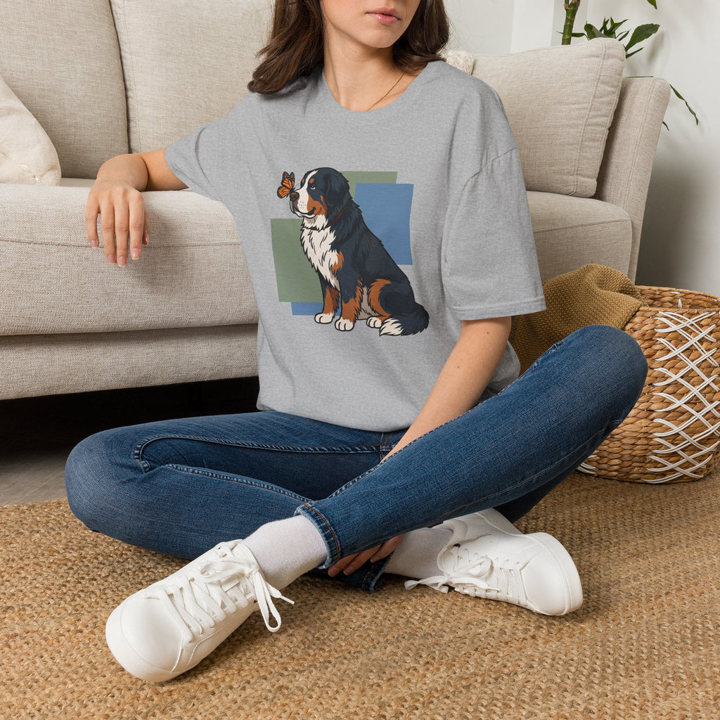 Butterfly on Bernese Mtn Dog Nose T-Shirt