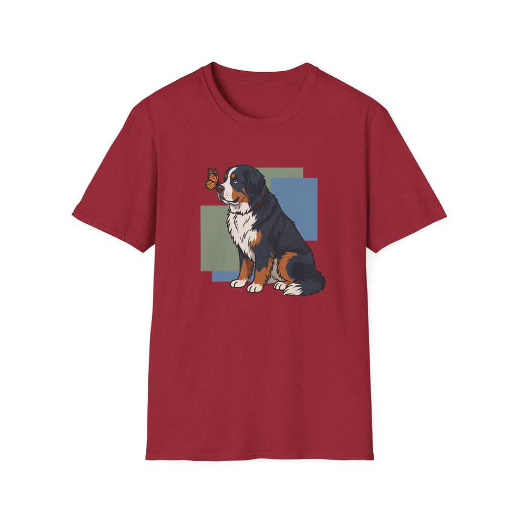 Butterfly on Bernese Mtn Dog Nose T-Shirt