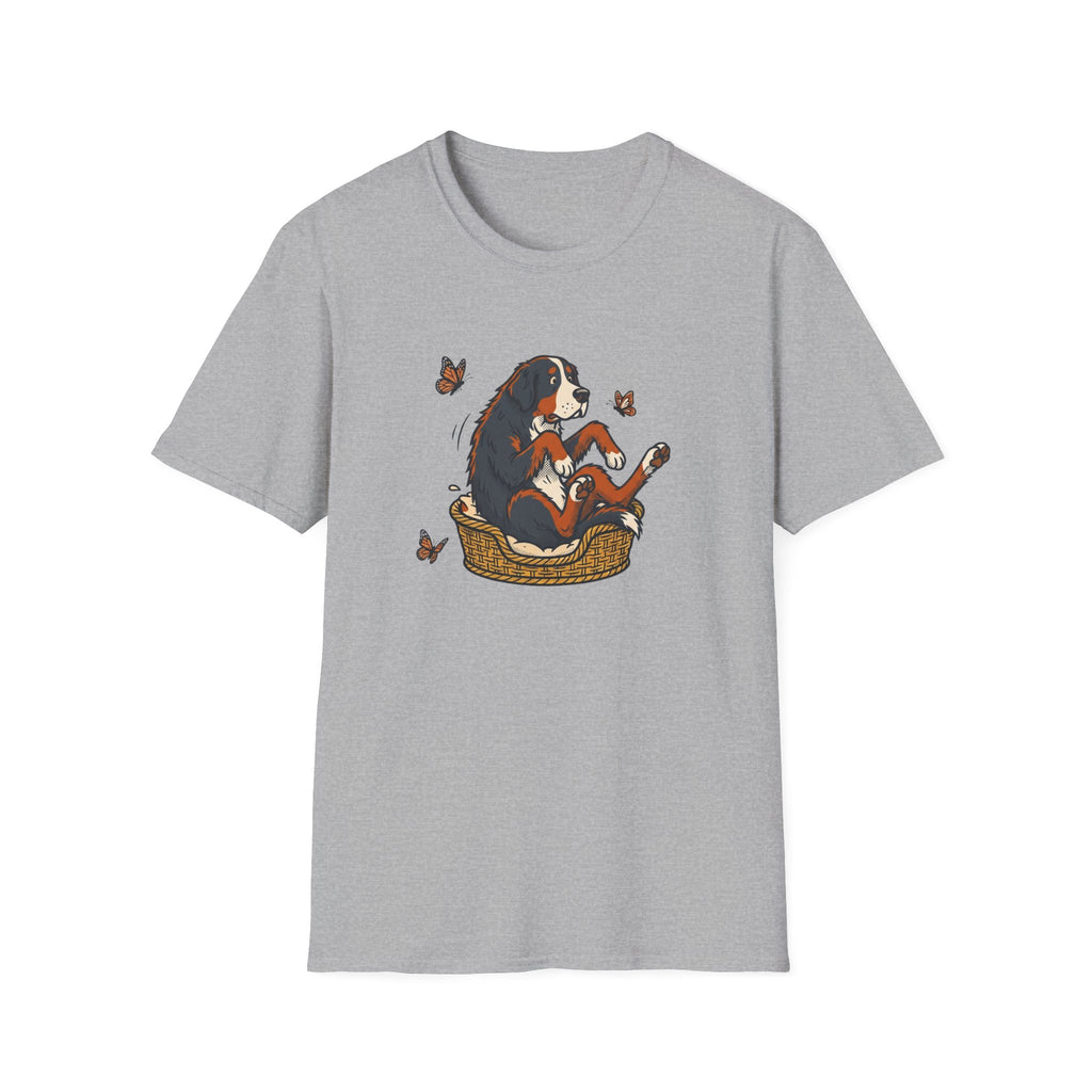 Bernese Mtn Dog in a Basket T-Shirt