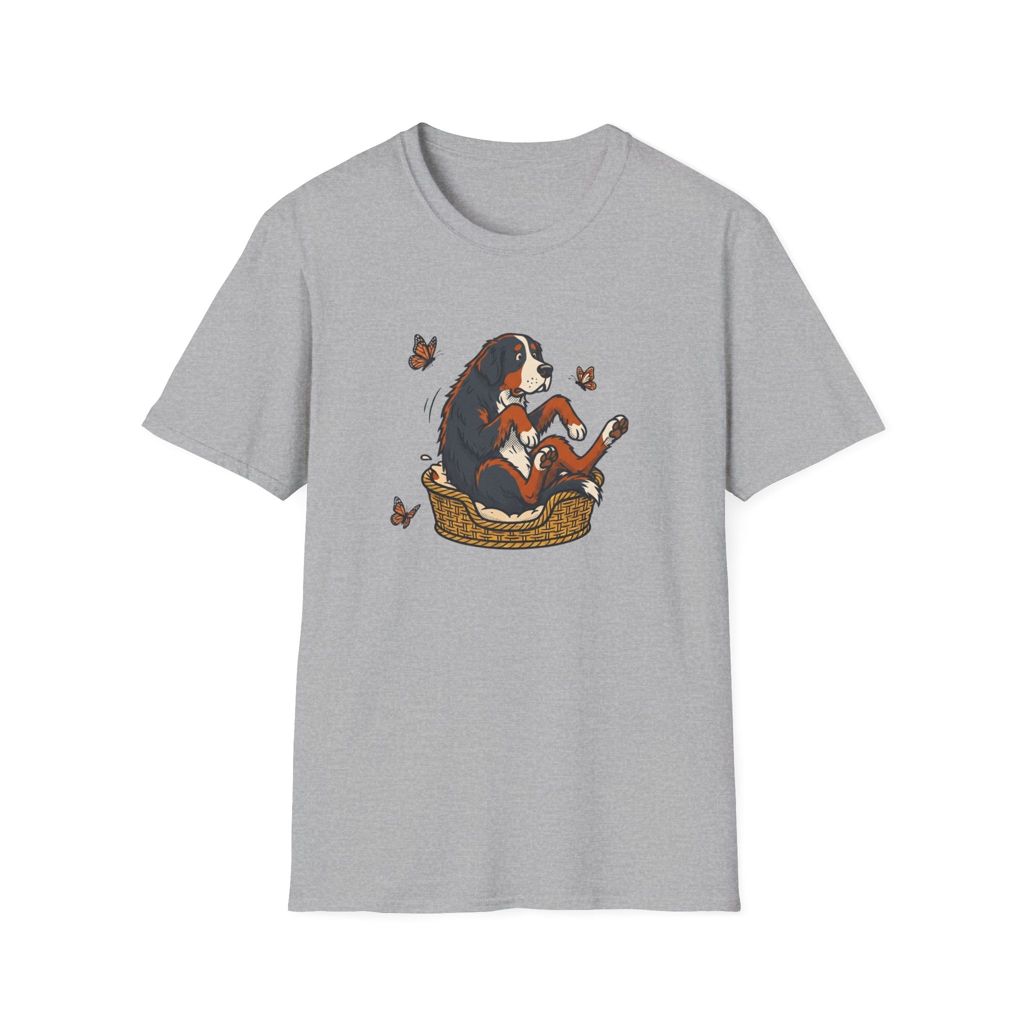Bernese Mtn Dog in a Basket T-Shirt