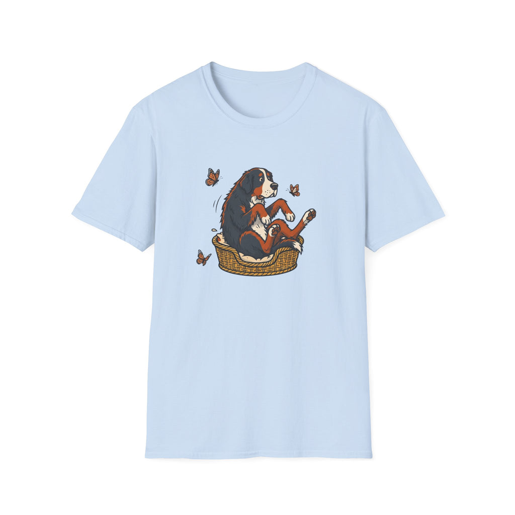 Bernese Mtn Dog in a Basket T-Shirt
