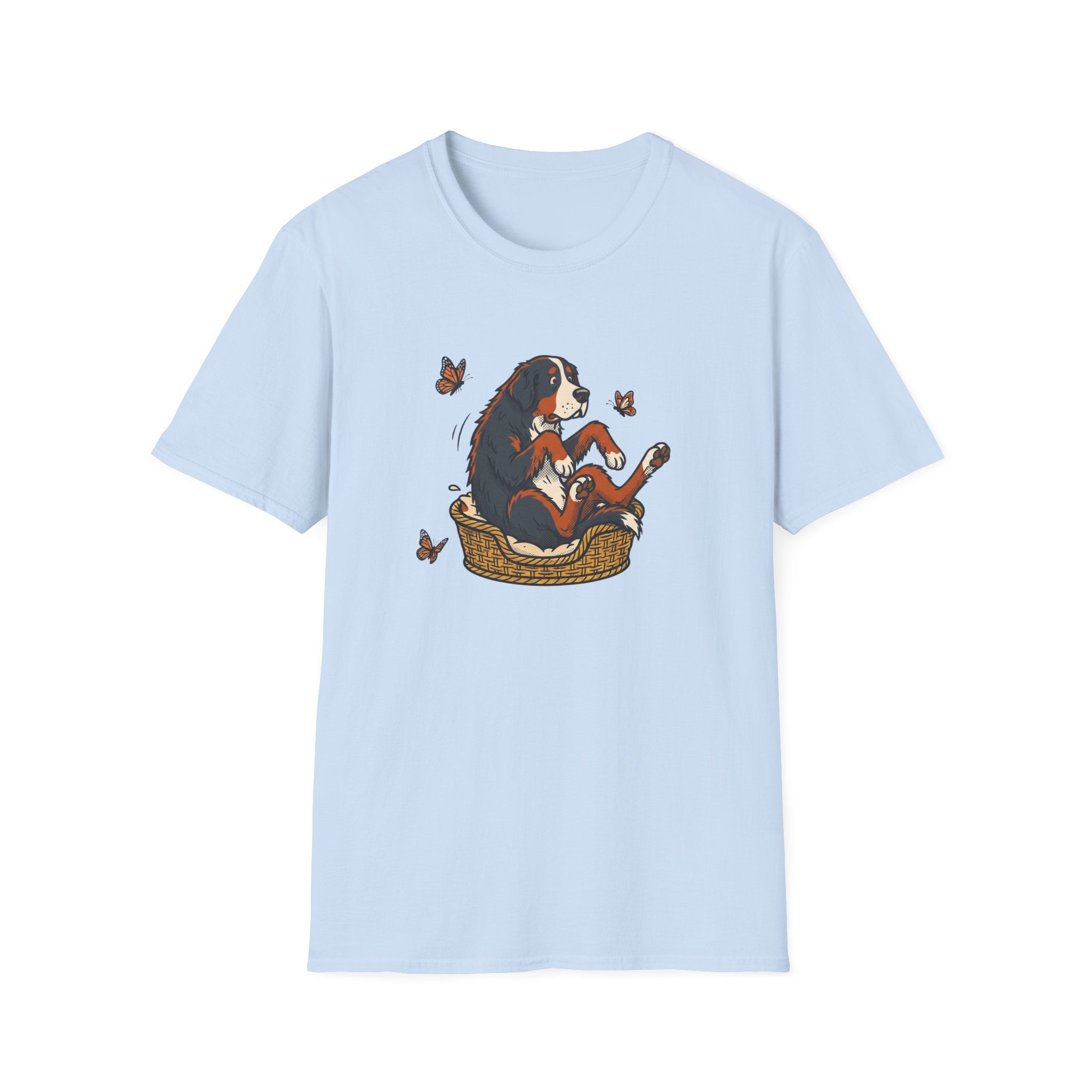 Bernese Mtn Dog in a Basket T-Shirt