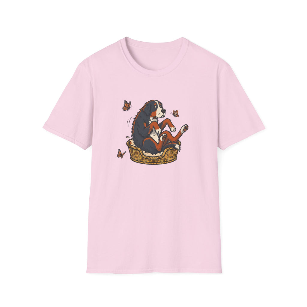 Bernese Mtn Dog in a Basket T-Shirt