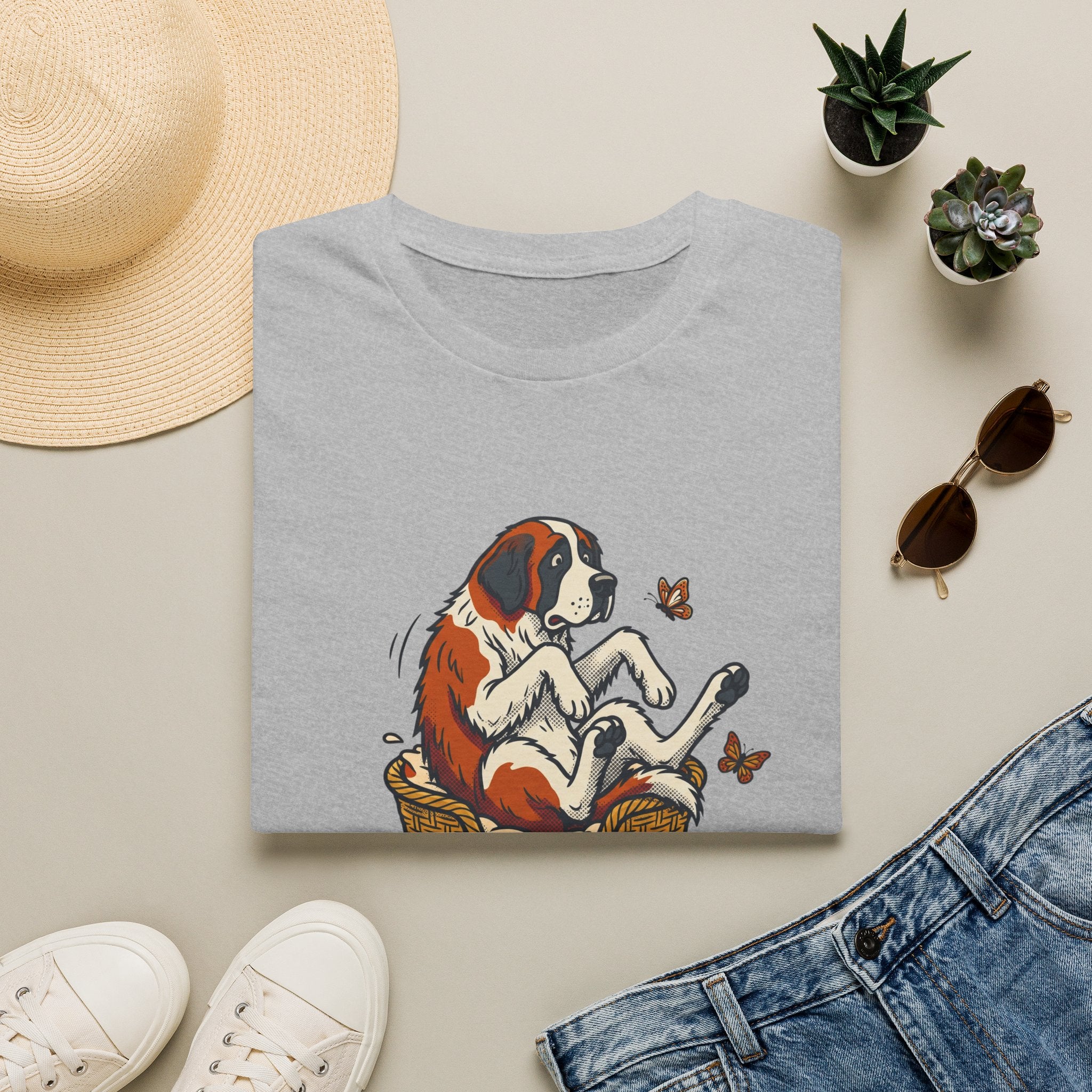 St. Bernard in a Basket T-Shirt