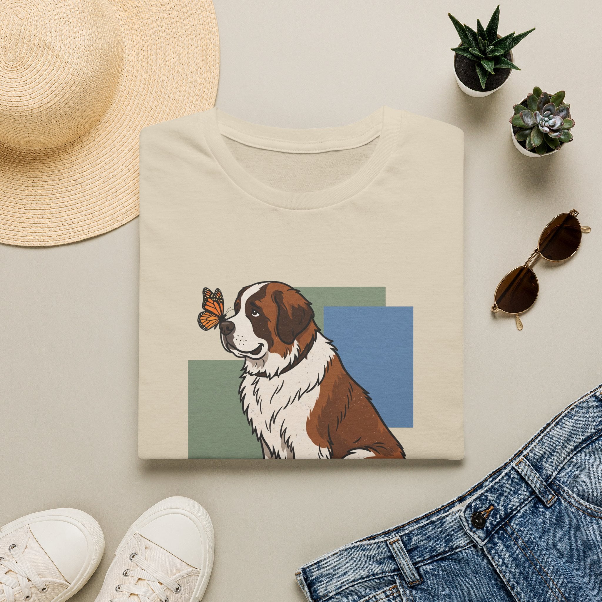 Butterfly on St. Bernard Nose T-Shirt