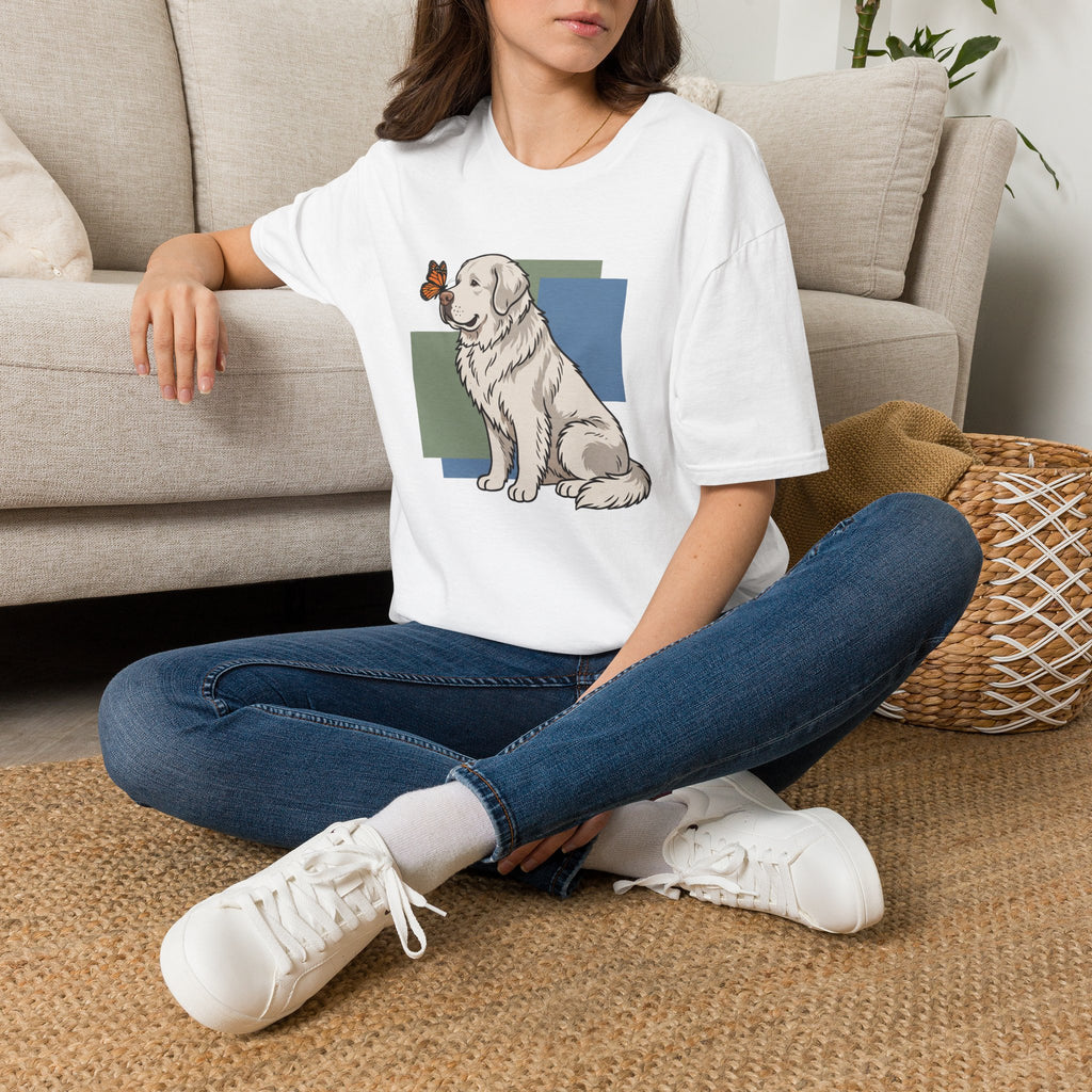 Butterfly on Great Pyrenees Nose T-Shirt