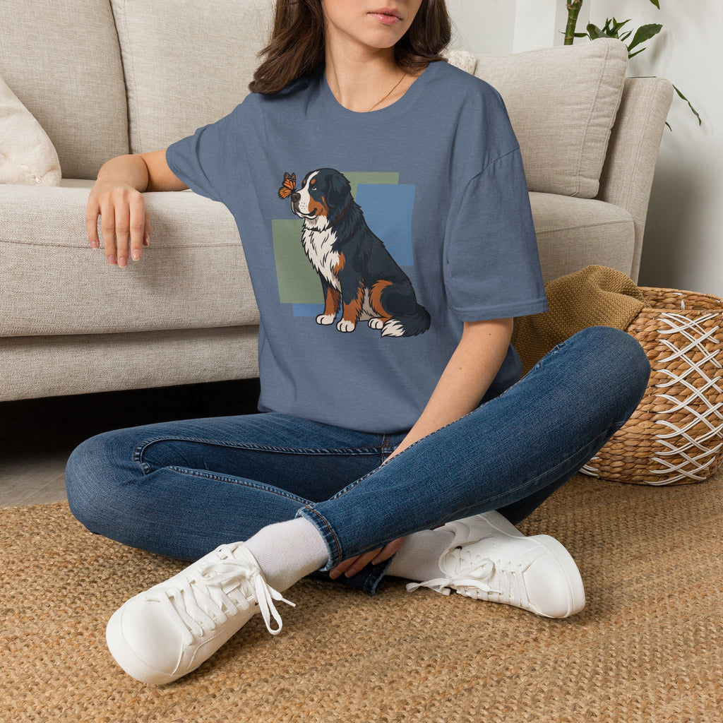 Butterfly on Bernese Mtn Dog Nose T-Shirt