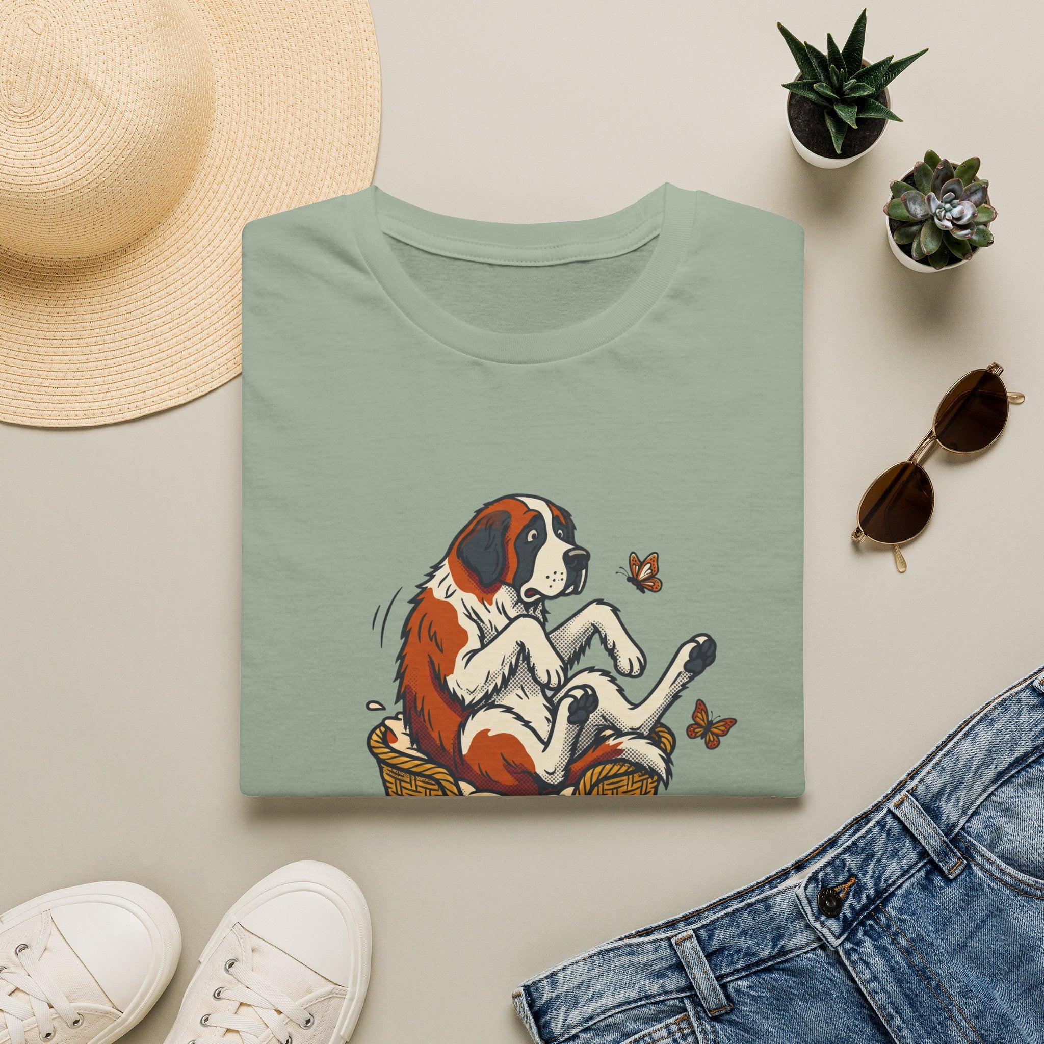 St. Bernard in a Basket T-Shirt