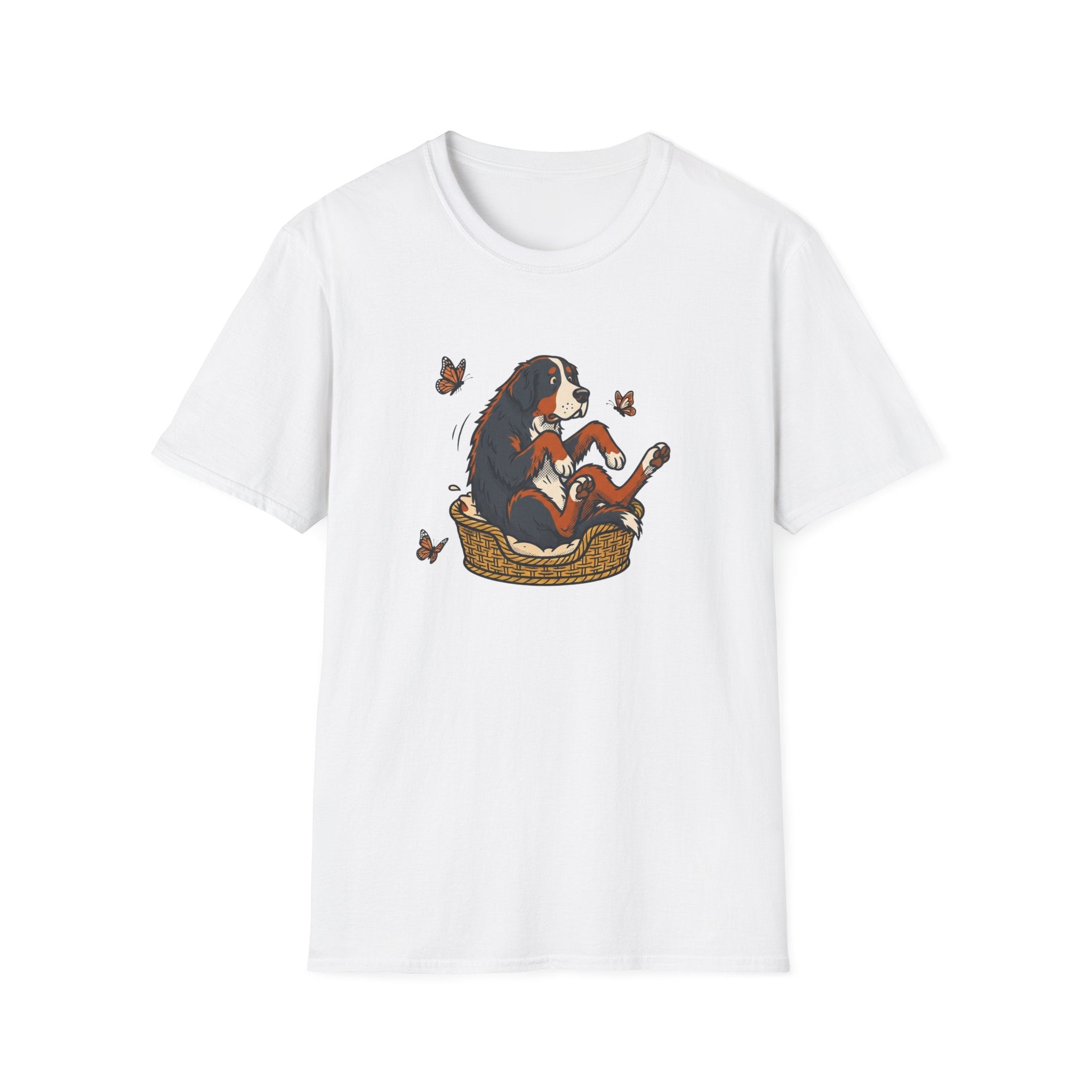 Bernese Mtn Dog in a Basket T-Shirt