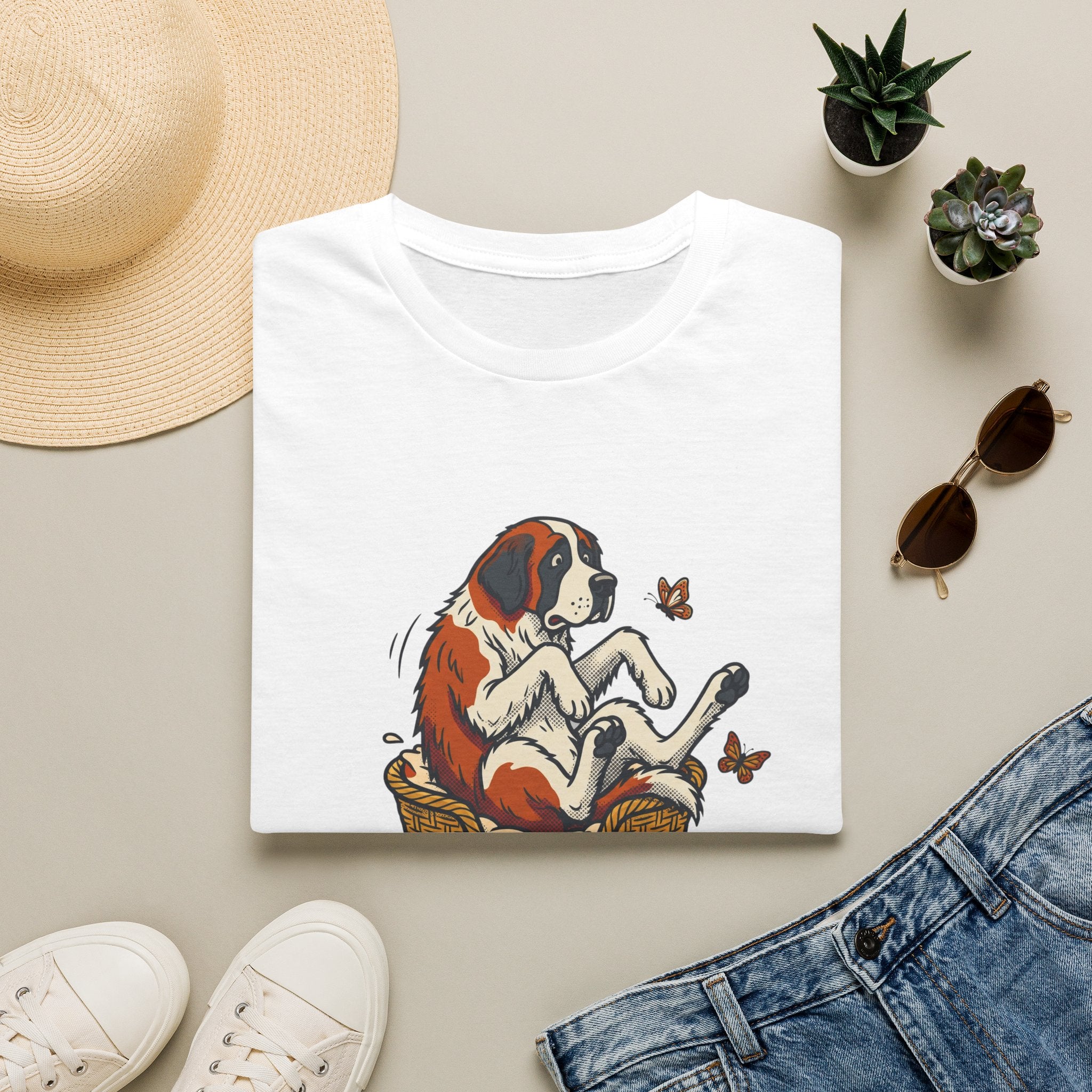 St. Bernard in a Basket T-Shirt