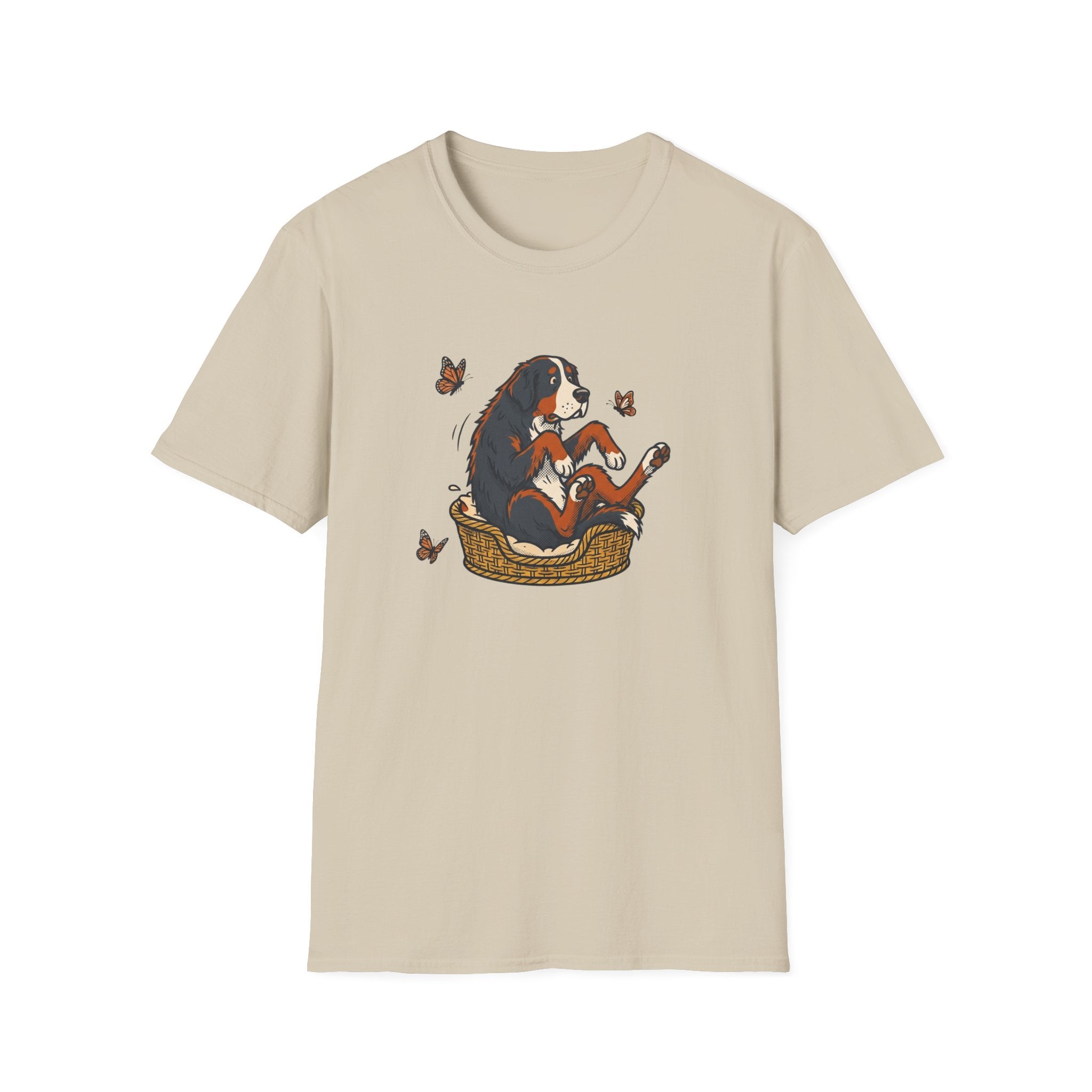 Bernese Mtn Dog in a Basket T-Shirt