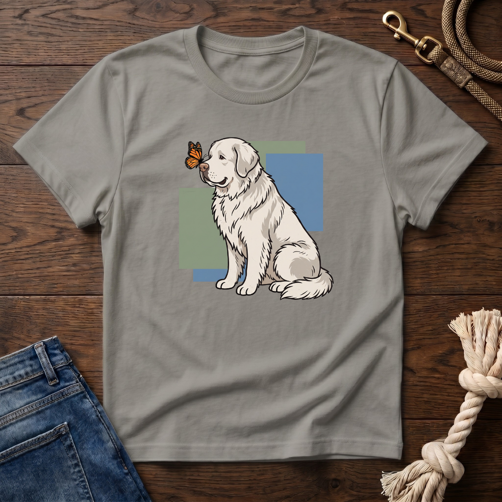 Butterfly on Great Pyrenees Nose T-Shirt