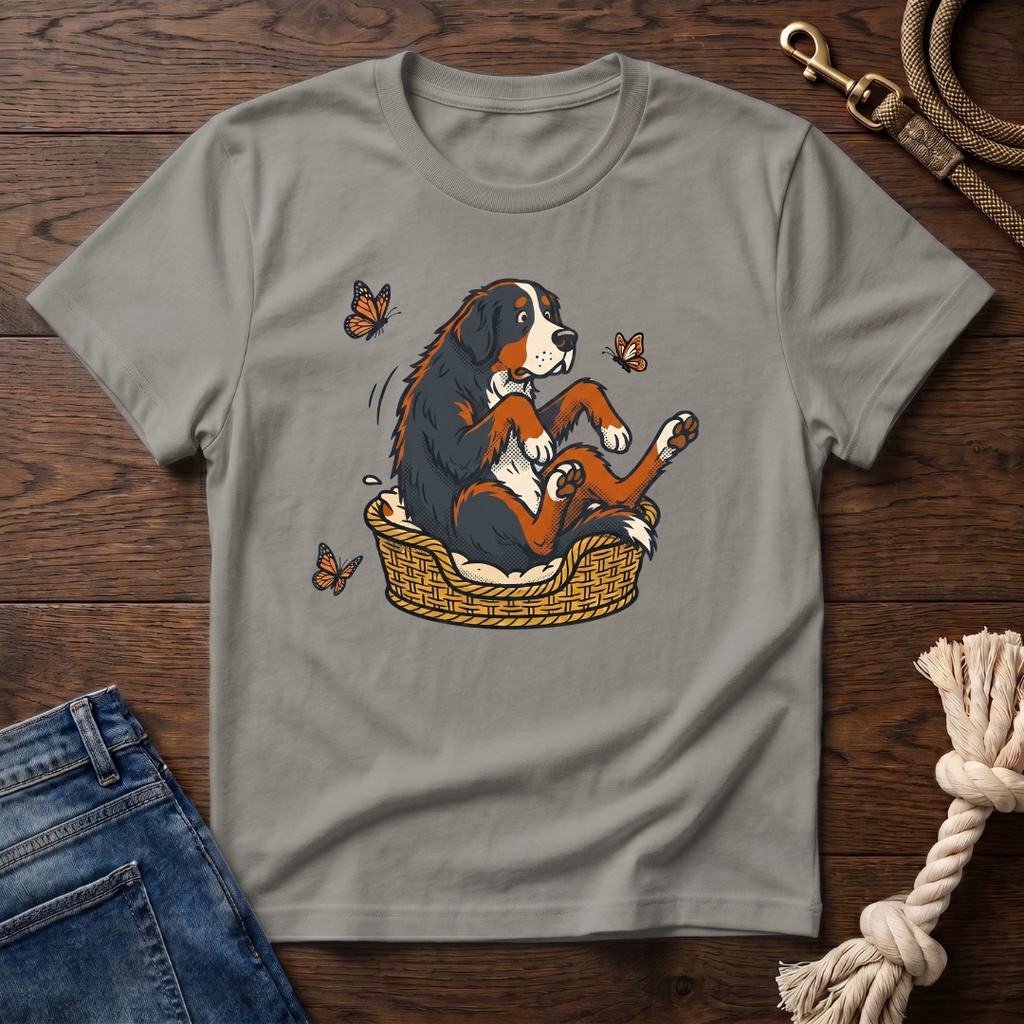 Bernese Mtn Dog in a Basket T-Shirt