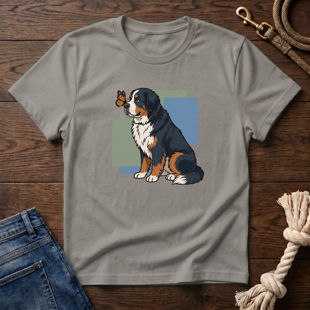 Butterfly on Bernese Mtn Dog Nose T-Shirt