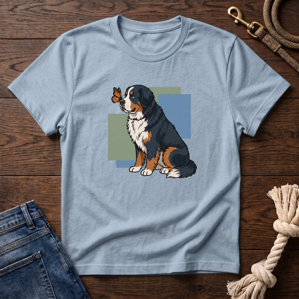 Butterfly on Bernese Mtn Dog Nose T-Shirt