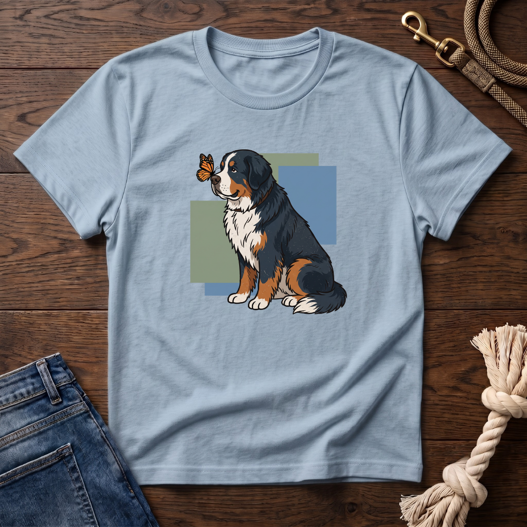 Butterfly on Bernese Mtn Dog Nose T-Shirt