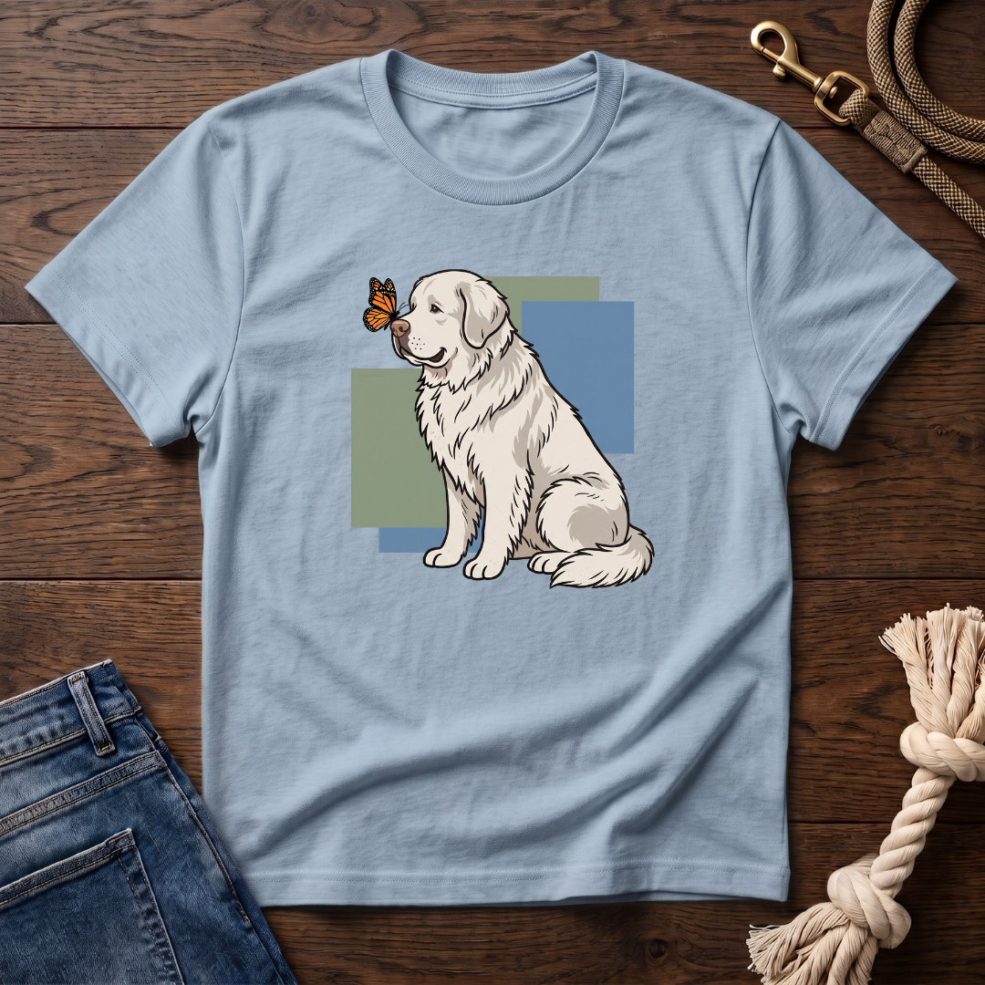 Butterfly on Great Pyrenees Nose T-Shirt