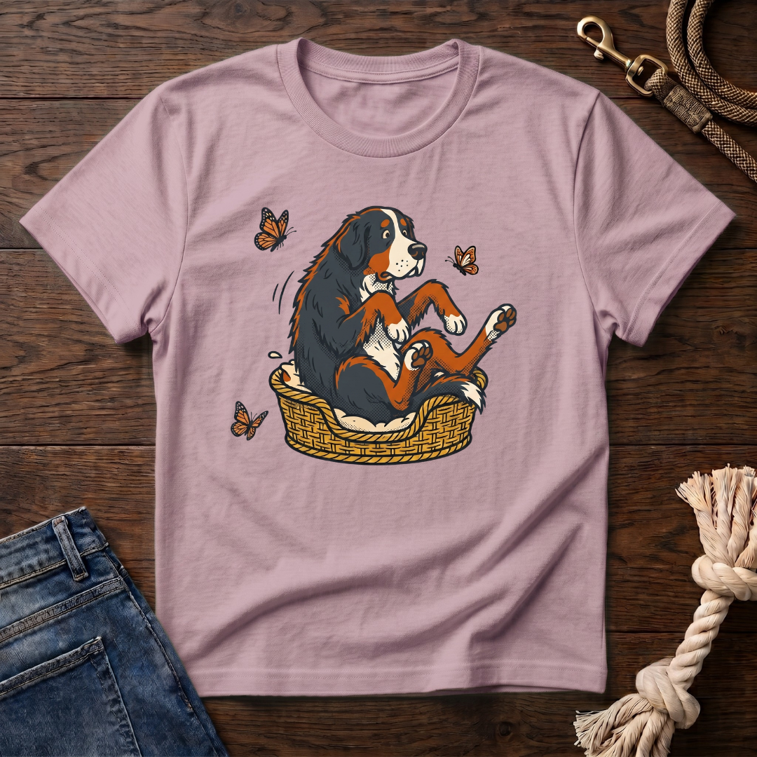 Bernese Mtn Dog in a Basket T-Shirt