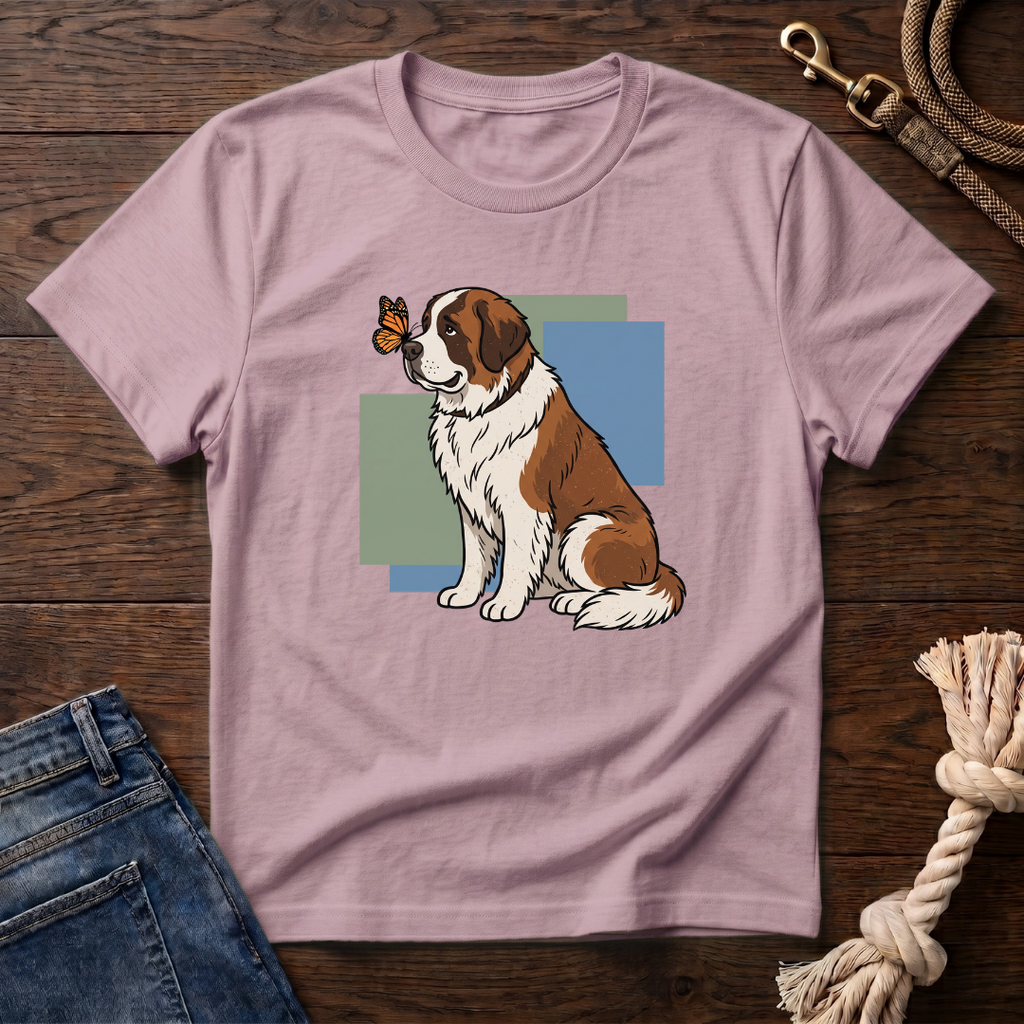 Butterfly on St. Bernard Nose T-Shirt