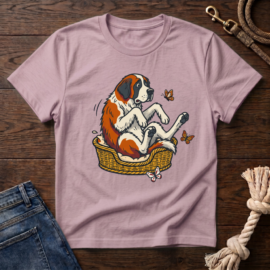St. Bernard in a Basket T-Shirt