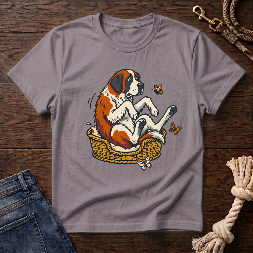 St. Bernard in a Basket T-Shirt