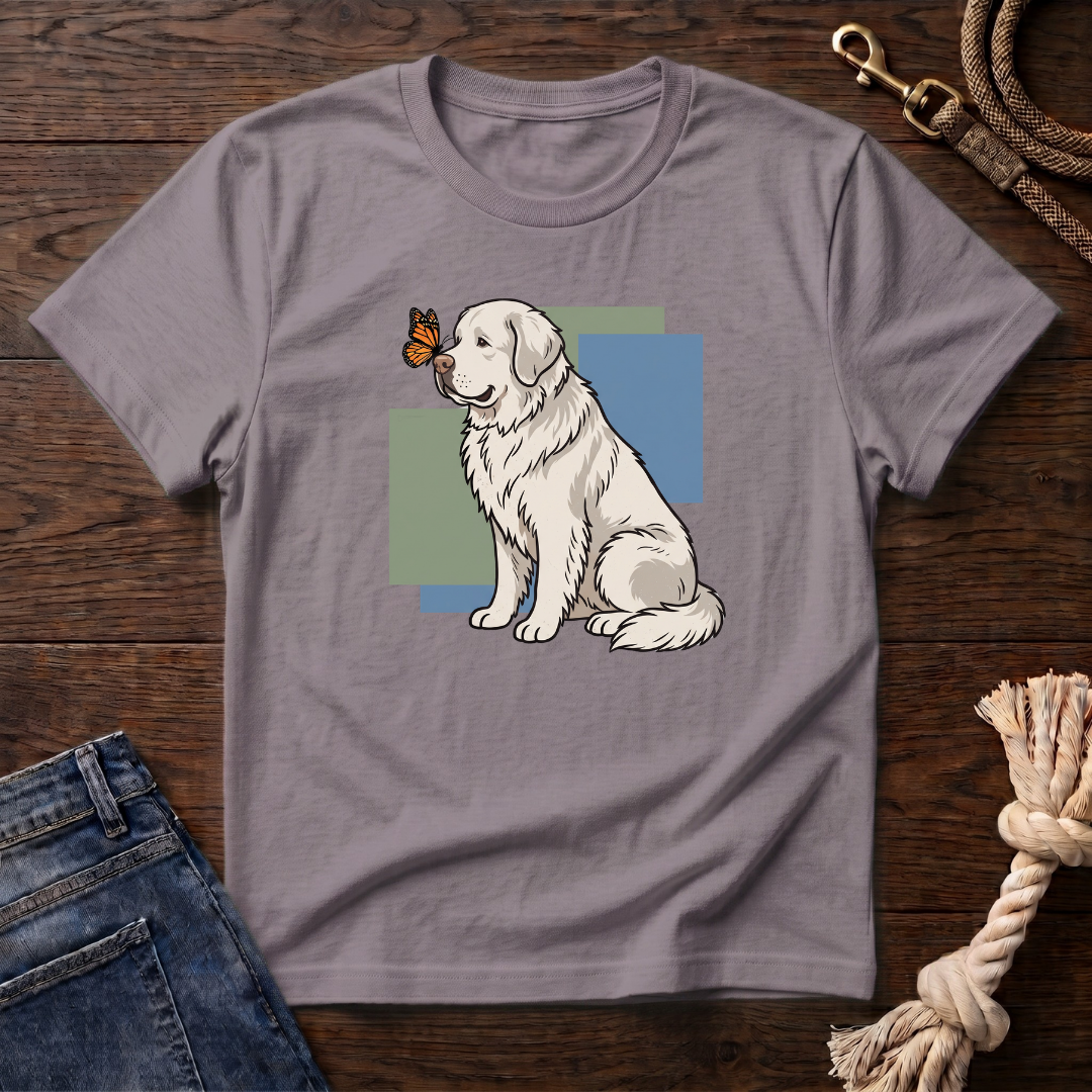 Butterfly on Great Pyrenees Nose T-Shirt