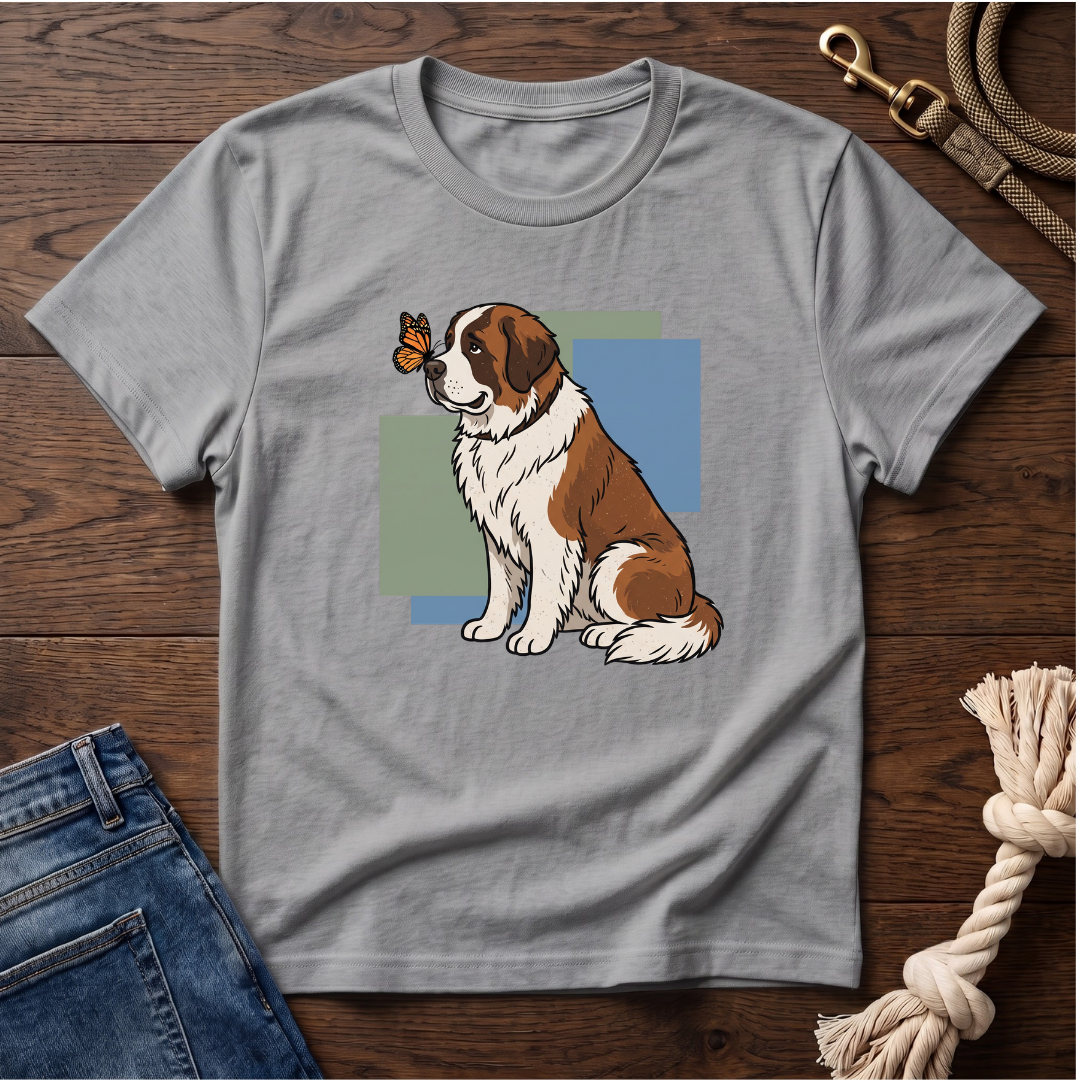 Butterfly on St. Bernard Nose T-Shirt