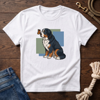 Butterfly on Bernese Mtn Dog Nose T-Shirt