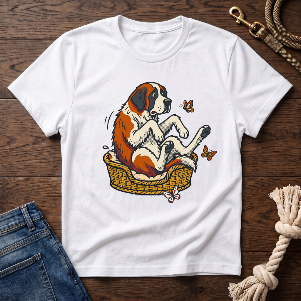 St. Bernard in a Basket T-Shirt
