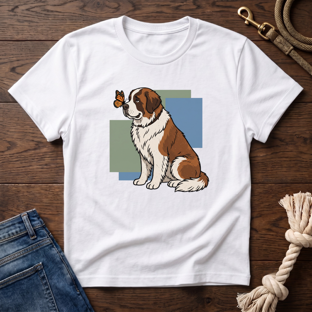 Butterfly on St. Bernard Nose T-Shirt